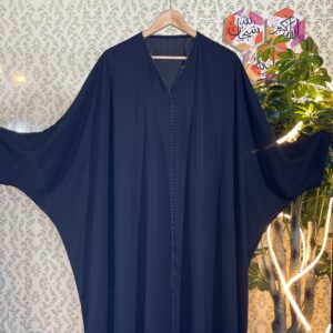 Irani black abaya with elegant crystal lace detailing on hem – KA02