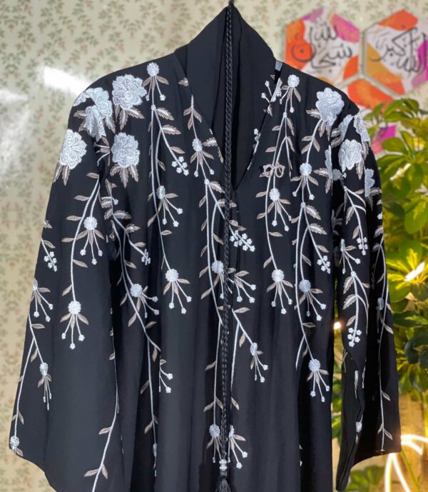 Premium Dubai embroidery burqa with fine handwork in black color – abaya for Muslim women in Bangladesh