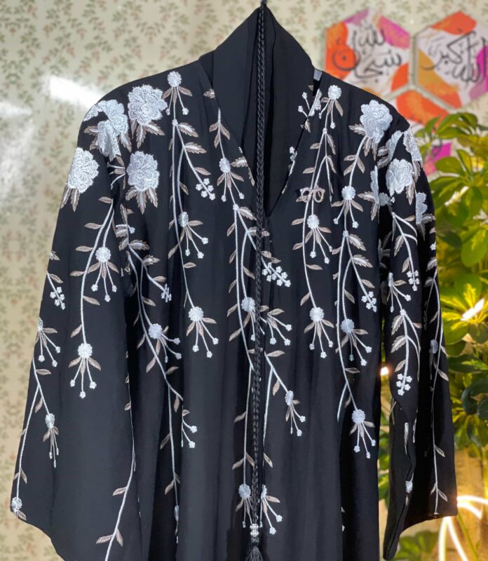 Premium Dubai embroidery burqa with fine handwork in black color – abaya for Muslim women in Bangladesh