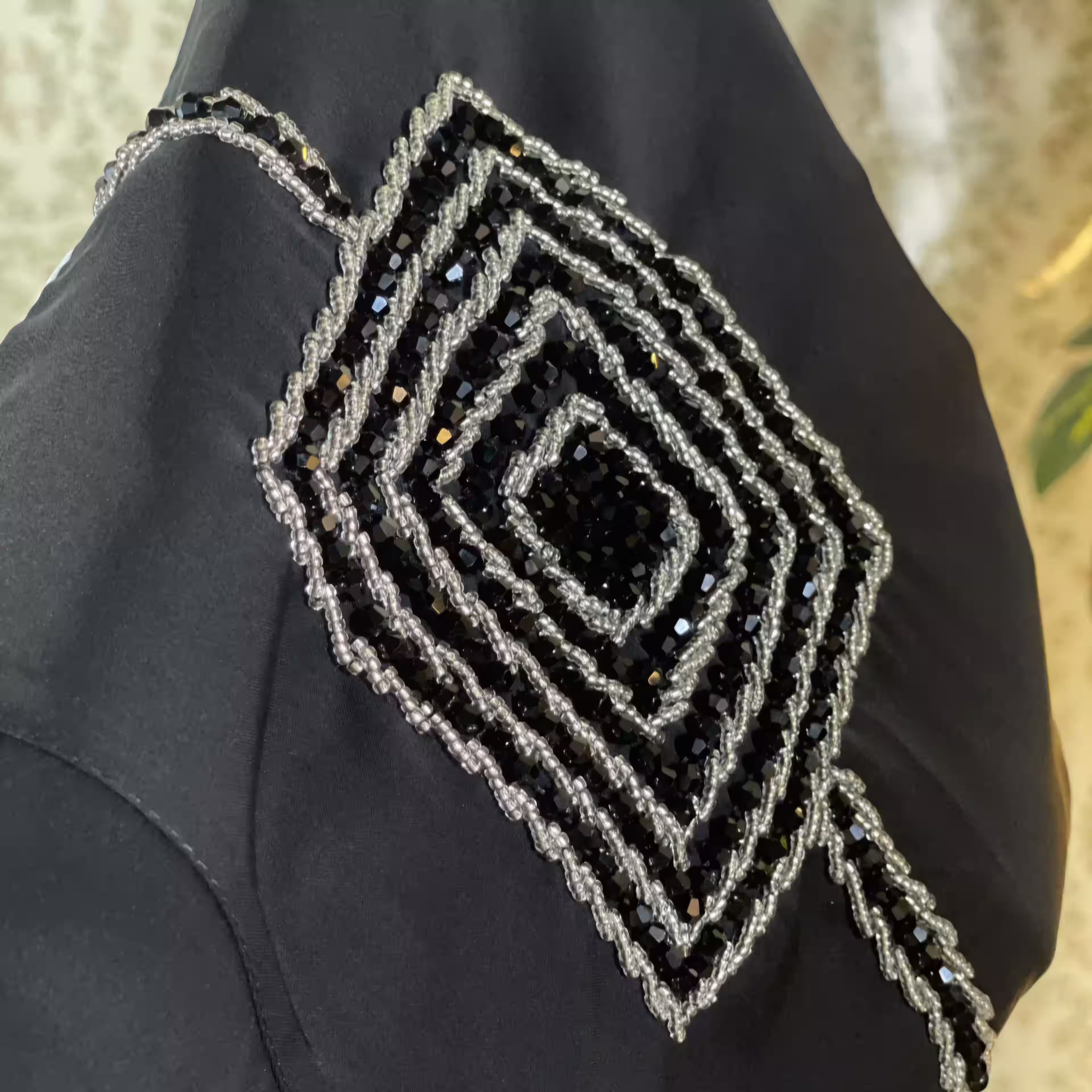 Dubai stone work burqa black abaya with hand-stitched crystal embellishment – buy burqa online in Bangladesh
