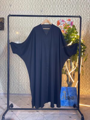 Irani black abaya with elegant crystal lace detailing on hem – KA02