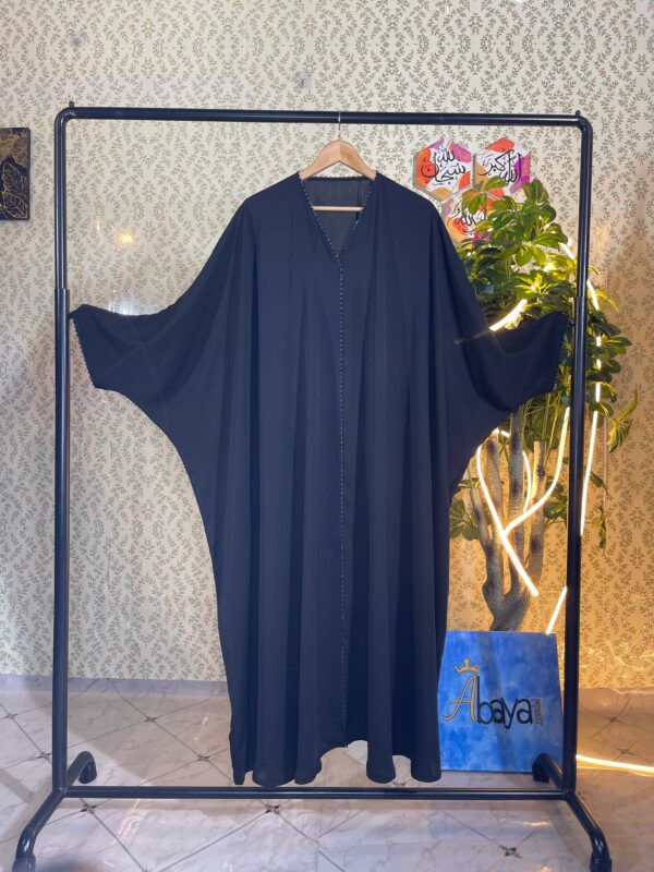 Irani black abaya with elegant crystal lace detailing on hem – KA02