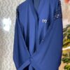 Elegant navy blue Dubai abaya with black crystal beadwork on sleeves and back