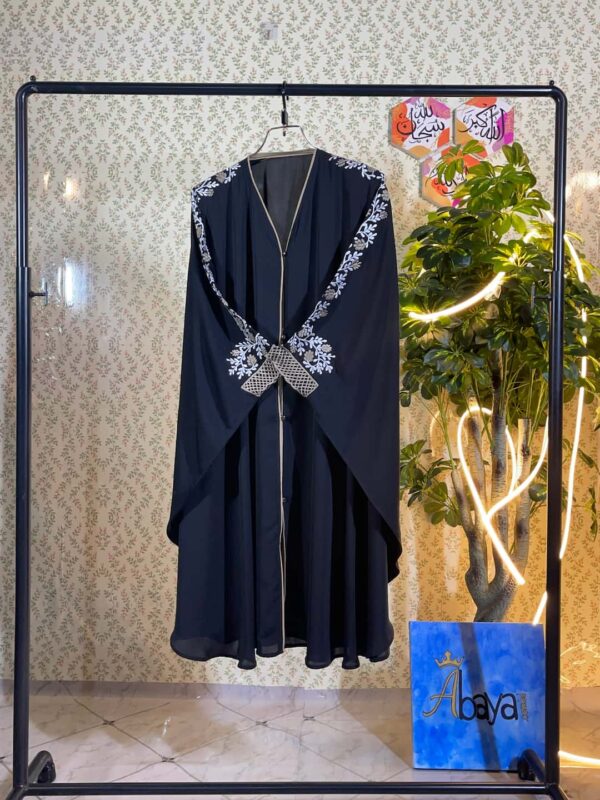 Black Short Bangladeshi Abaya with Floral Embroidery – 13KA