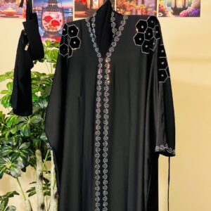 Buy Black Velvet Hexagon Crystal Dubai Abaya – দুবাই বোরকা online in Bangladesh