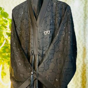 Jet Black Closed Nidha Abaya with Stones (দুবাই বোরকা)