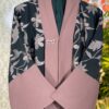 Dark green Dubai abaya with soft pink floral embroidery and contrast sleeve cuffs