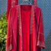Maroon Dubai Burkha with crystal sleeve & chest stone design – TS41