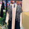 Black & Blush Embroidered Dubai Burkha with matching hijab and belt – TE39
