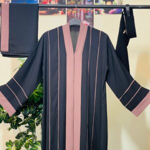 Buy Black and Dusty Rose Panel Design Deshi Abaya – দেশি বোরকা online in Bangladesh