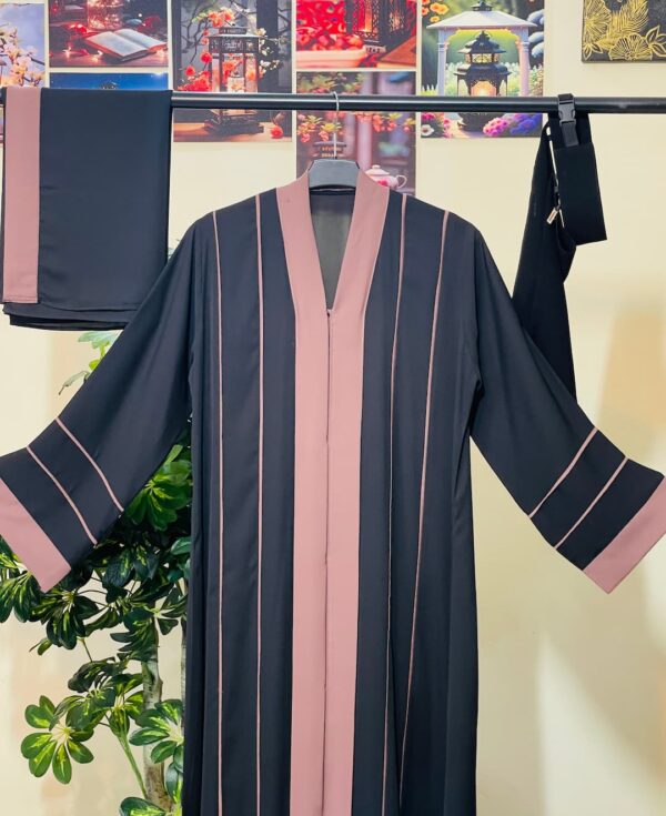 Buy Black and Dusty Rose Panel Design Deshi Abaya – দেশি বোরকা online in Bangladesh