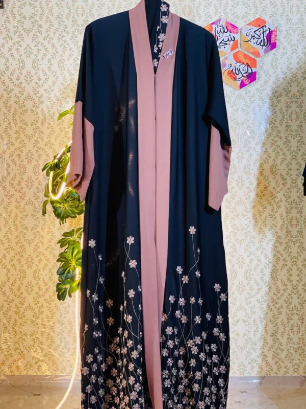Buy Dubai Korean Nidha Embroidery Abaya with Inner and Matching Hijab online in Bangladesh
