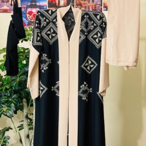 Buy Dubai Korean Nidha Embroidery Abaya with Inner and Matching Hijab online in Bangladesh