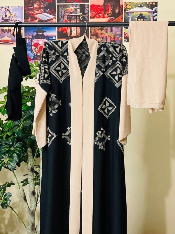 Buy Dubai Korean Nidha Embroidery Abaya with Inner and Matching Hijab online in Bangladesh