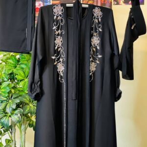 Buy Luxury TikTok Fabric Dubai Abaya with Stone Work Design Black online in Bangladesh