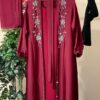 Buy Luxury TikTok Fabric Dubai Abaya with Stone Work Design Maroon online in Bangladesh