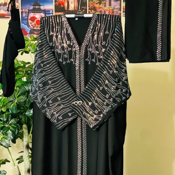 Black Crystal Stone Dubai Burqa with Inner & Hijab – abaya.com.bd