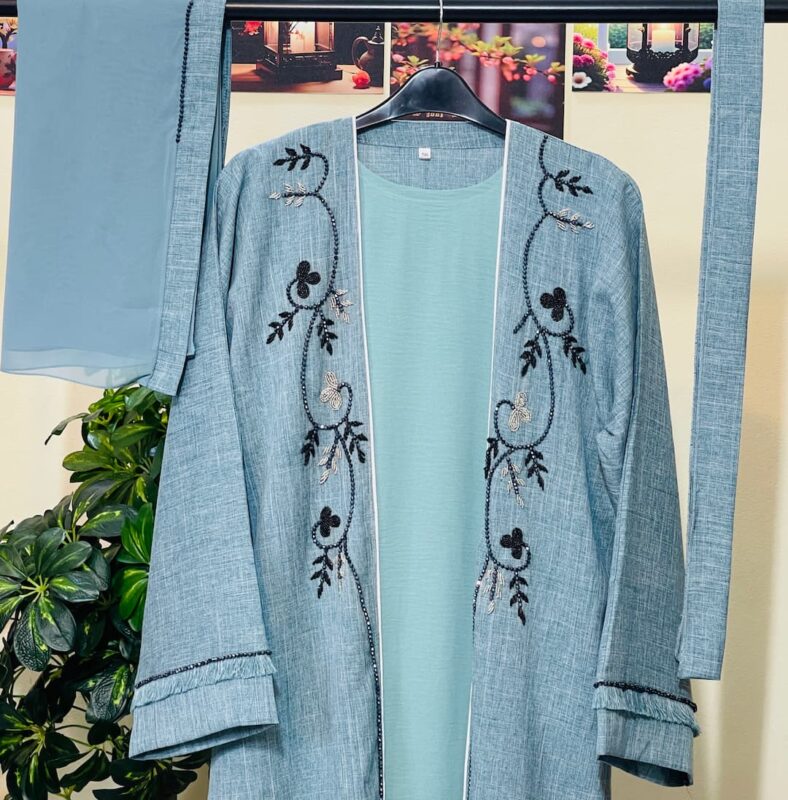 Buy Dubai Nylon Faux-Stone Abaya with free (Hijab+Belt) online in Bangladesh