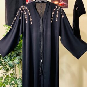 Buy Luxury Zoom Faux-Stone Abaya with free (Hijab+Belt) - দুবাই বোরকা online in Bangladesh