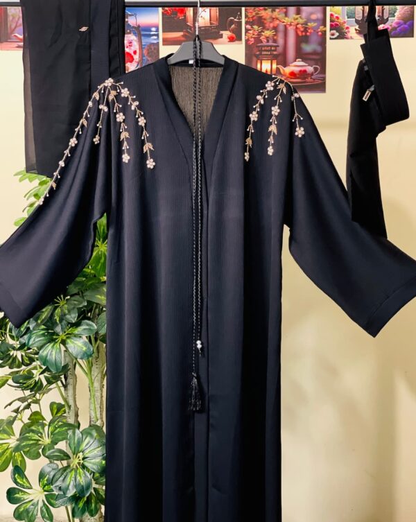 Buy Luxury Zoom Faux-Stone Abaya with free (Hijab+Belt) - দুবাই বোরকা online in Bangladesh