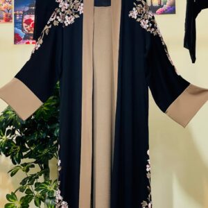 Buy Elegant Dubai Zoom Floral Embroidery Abaya Set (Hijab + Belt + Inner Free) online in Bangladesh