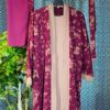 Buy Elegant Magenta Floral Printed Abaya Set with Hijab and Belt – দুবাই বোরকা online in Bangladesh