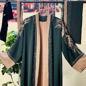 Buy Luxury Dubai Zoom Embroidery Stone Abaya Set (Hijab + Belt + Inner Free) online in Bangladesh