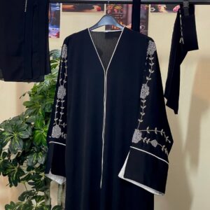 Buy Luxury Zoom Faux-Stone Abaya with free (Hijab+Belt) - দুবাই বোরকা online in Bangladesh