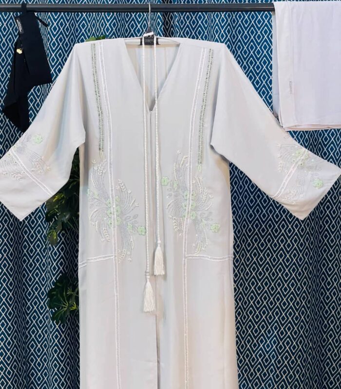 Buy White Karchupi Hand Stone Abaya – দুবাই বোরকা online in Bangladesh